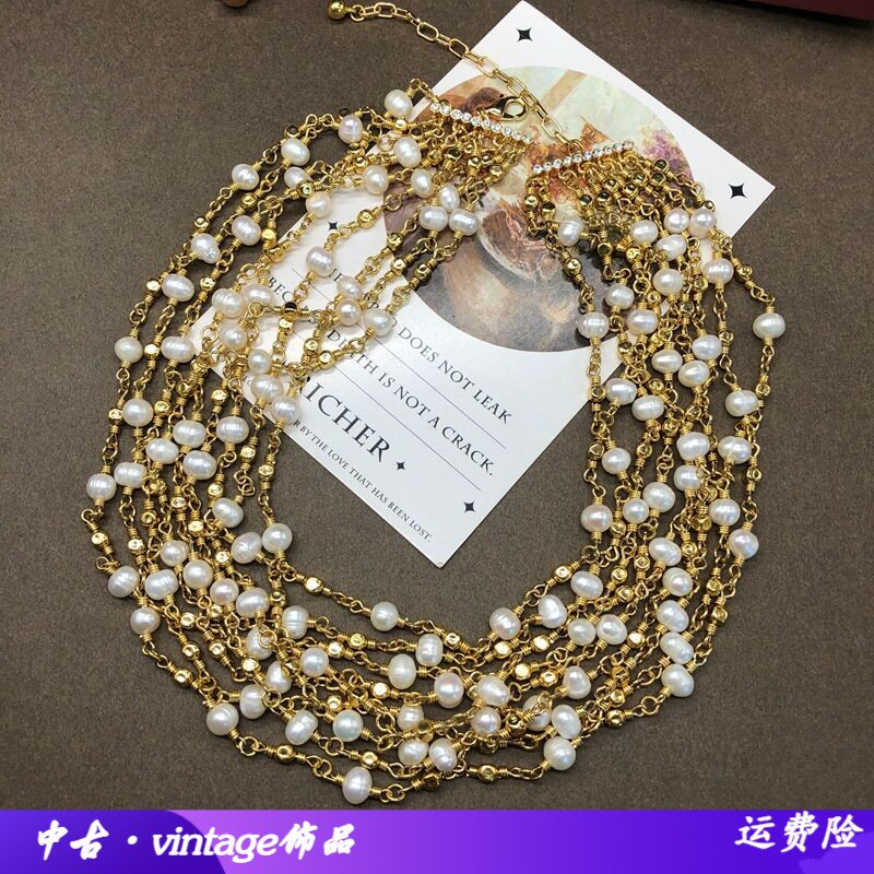 法式复古大小珠珠项链可多层叠戴