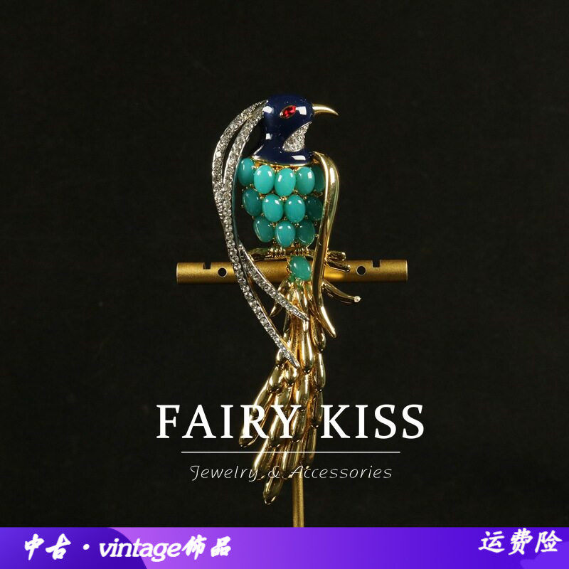 中古精致设计感镶钻撞色珐琅高级