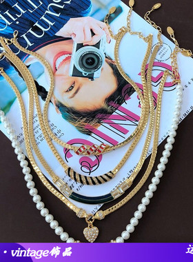 电镀真金复古珐琅釉铜链条短款项