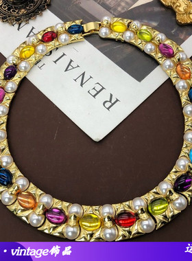 vintage百搭项链重工镀真金彩色