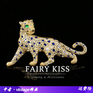 时尚 中古重工奢华高档创意镶钻豹子胸针个性 复古风通用服饰别针