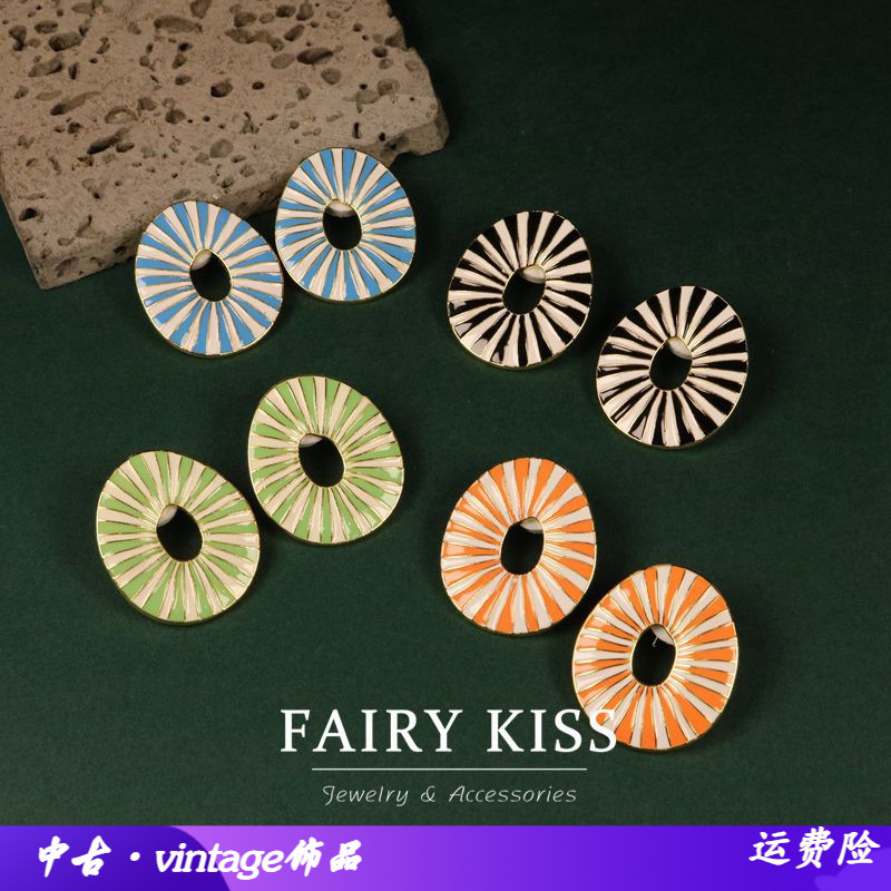 简约外贸款不打标精致珐琅耳钉