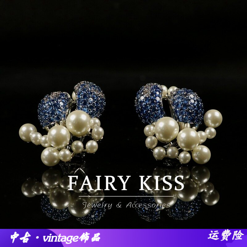 欧美时尚耳钉铜蜡镶彩钻锆石仿珍