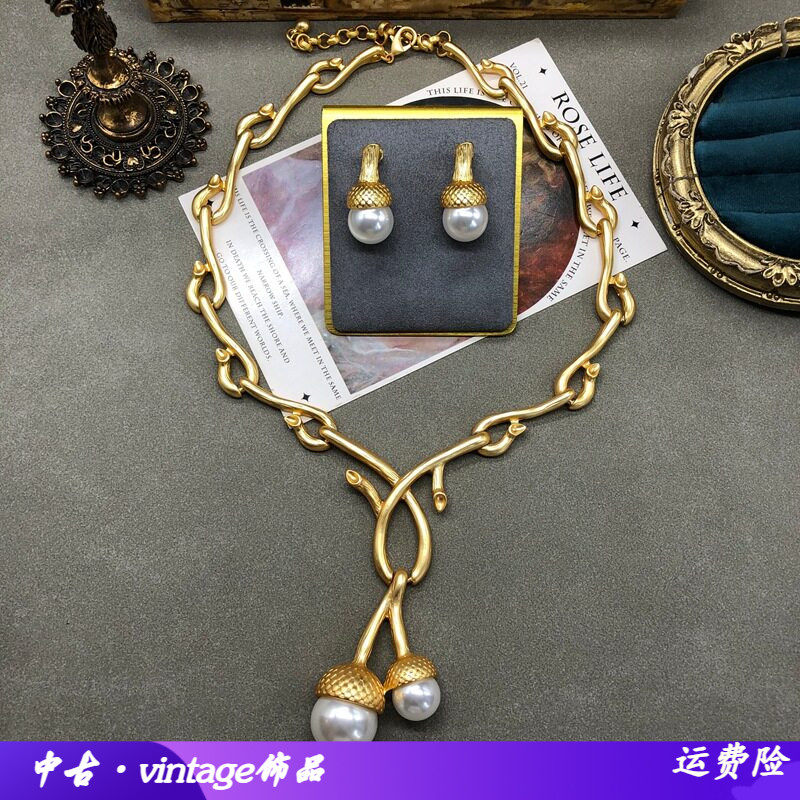 欧美跨境饰品简约竹节链条大珍珠