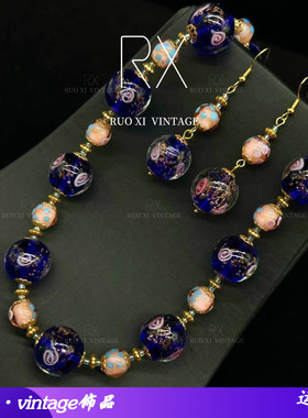 青岛vintage琉璃印花款项链个性