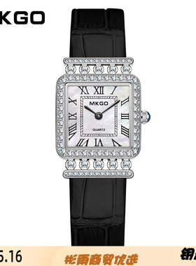 MKGO罗马纹镶钻女士手表创意精致竹节带石英表时尚轻奢小巧女腕表