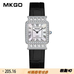 MKGO罗马纹镶钻女士手表创意精致竹节带石英表时尚轻奢小巧女腕表