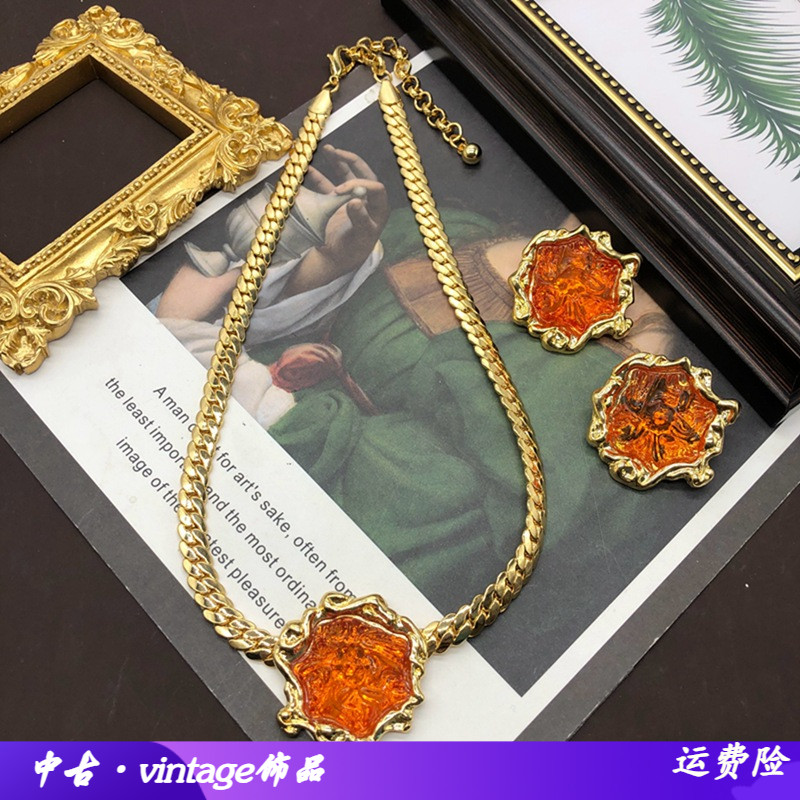 新款法式复古风不规则熔岩耳饰镀