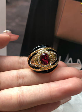 中古vintage戒指镶钻玫紫色宝石