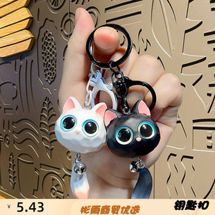 创意可爱卡通立体大眼猫猫头树脂情侣汽车背包挂件礼品公仔钥匙扣