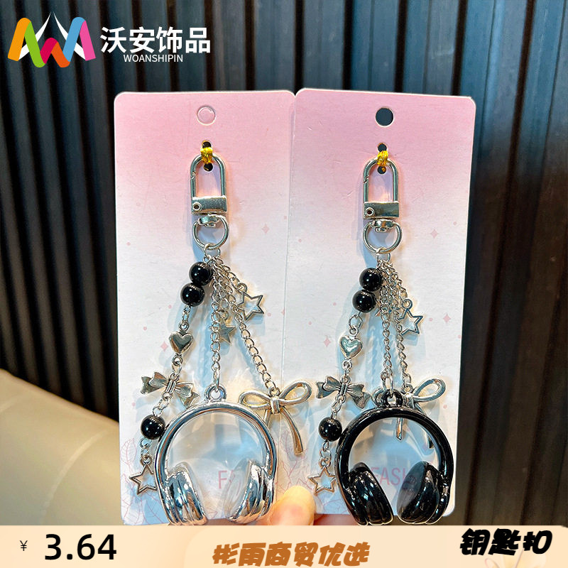 暗黑风音乐耳机小滴溜爱心蝴蝶结