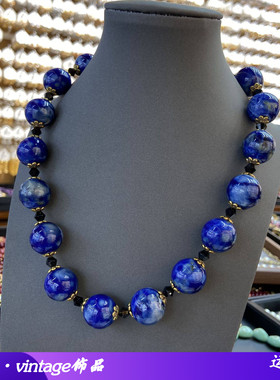 新中式18M青花色陶瓷珠项链天然