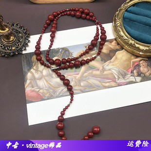 设计感琉璃珍珠安格拉红珠项链铜材质锁扣气质百搭毛衣链全新女式
