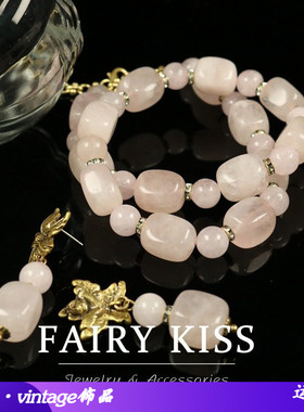 新款清新可爱粉色石头串珠项链做