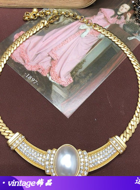 vintage回流饰品颈链复古着镶宝