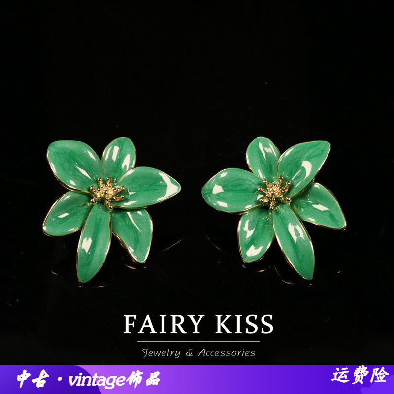 外贸热销手工珐琅花朵耳环百搭高