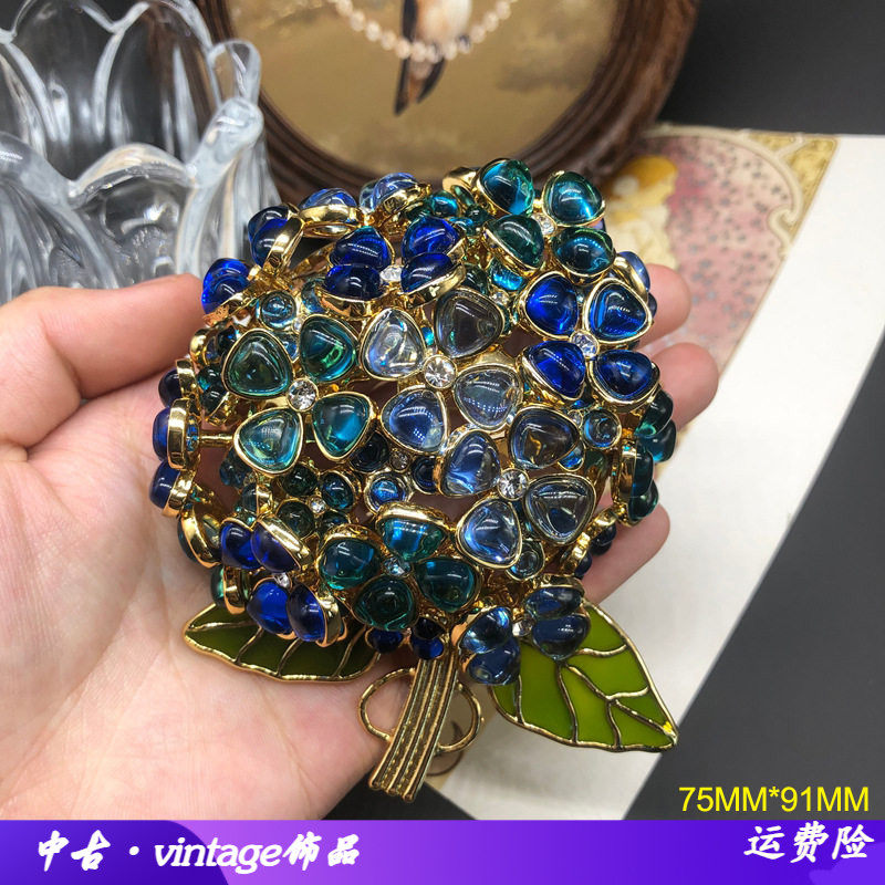 中古vintage重工胸花炫彩花朵满