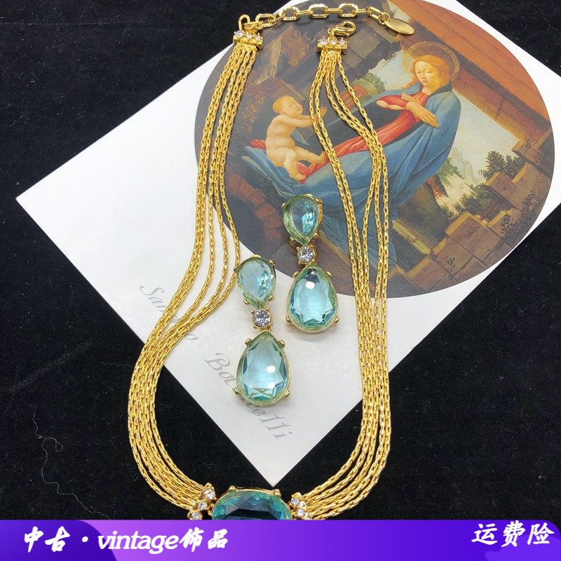 欧玛拉其它首饰复古高级蓝水晶铜