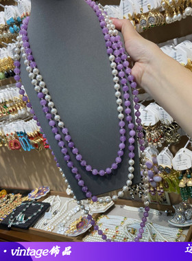 4m高品质紫色琉璃施家高亮珍珠项链轻奢高级感叠戴长款项链