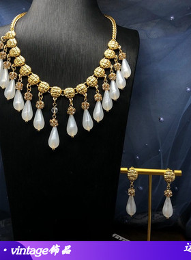 vintage饰品设计感新款白色水滴