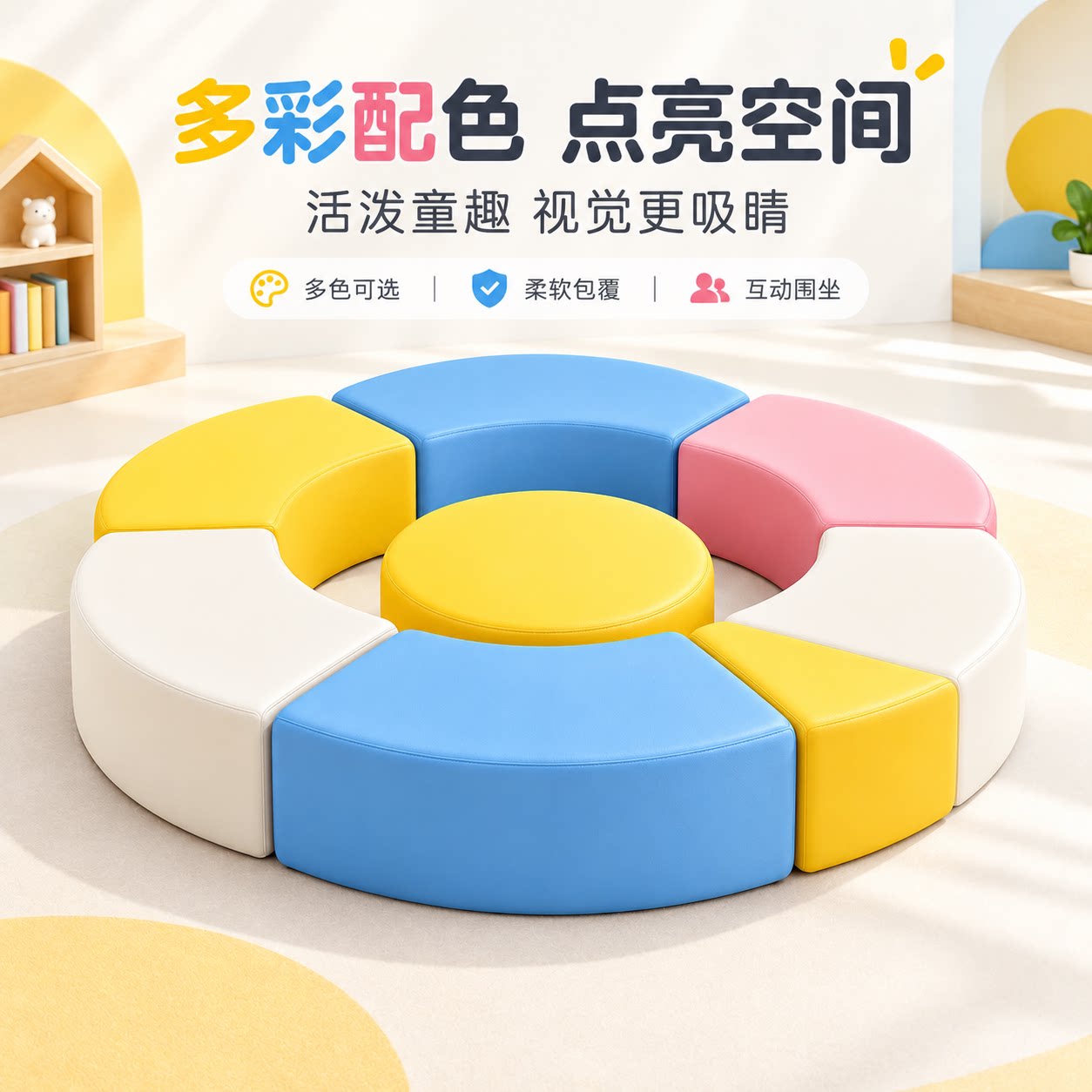 新款创意花瓣形软包沙发凳围栏凳