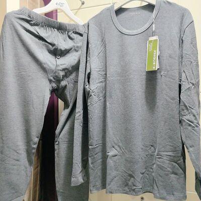 新一步新款男士双面暖绒保暖内衣套装32030纯棉基础秋衣秋裤圆领