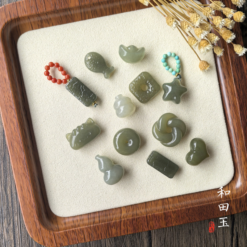 天然和田玉小提溜文玩玉石手串配饰玉葫芦平安扣滴溜手链diy配件图片