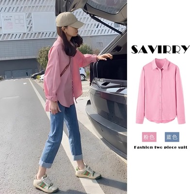 小个子粉色衬衫女夏季2025新款港风穿搭防晒衬衣别致漂亮小衫上衣