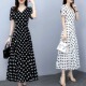 夏天胖mm减龄雪纺圆点连衣裙夏季 大码 女装 黑色长裙波点裙子洋气女