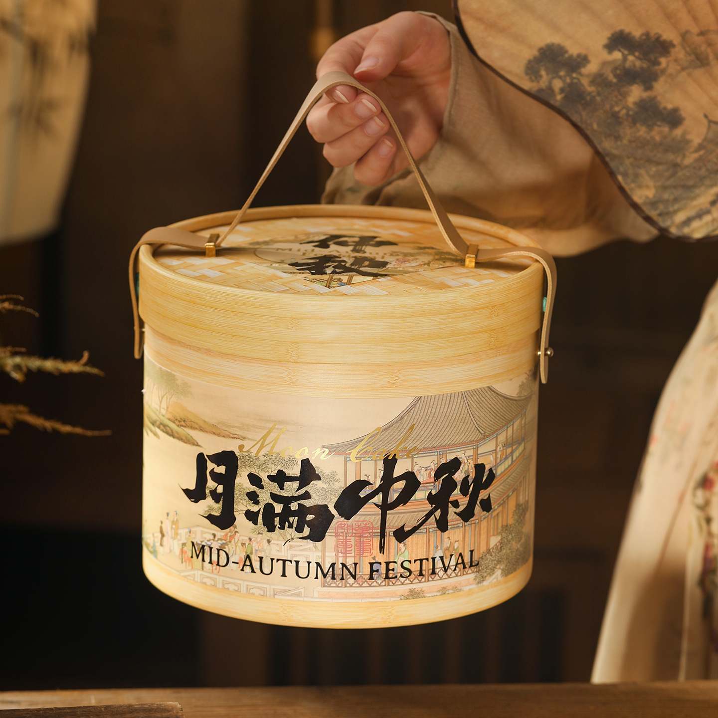 中秋月饼包装盒礼盒手提抱抱桶