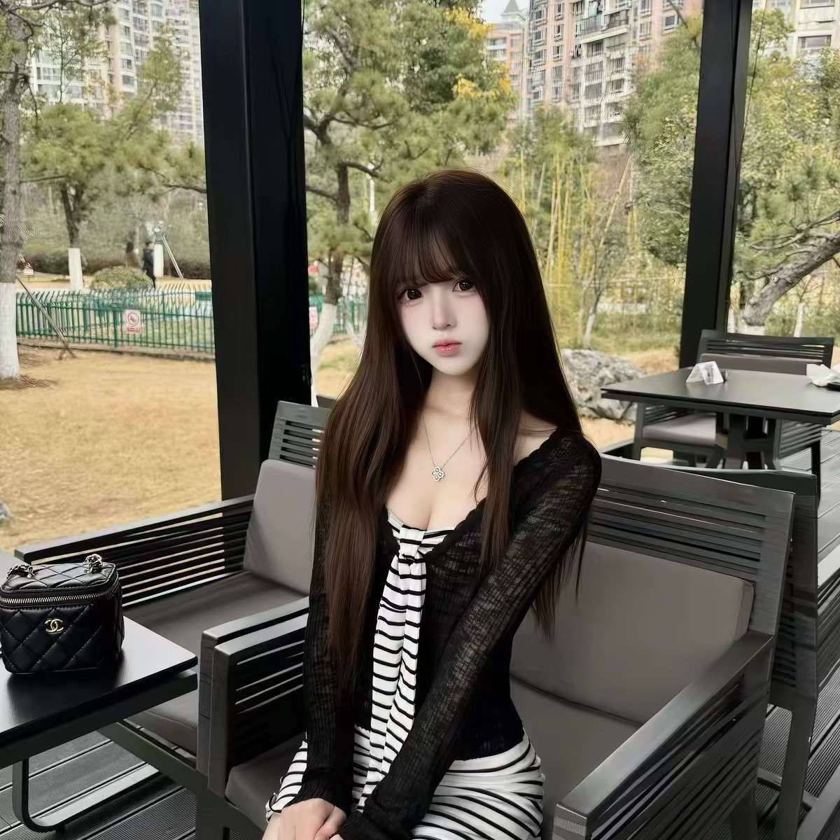 几米潮流-带连衣裙+外搭单排扣小衫两件套套装(配可拆卸胸垫)W936