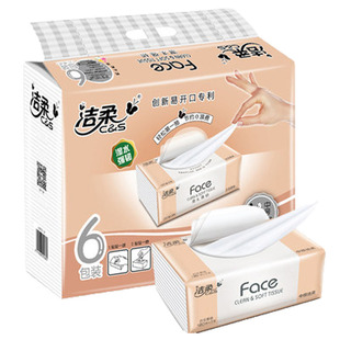 洁柔百花香味抽纸120抽6包一提卫生纸巾家用实惠装六包清香型面巾