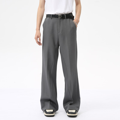 MTLCLOTHES男装|法式高级感纯色休闲简约微喇叭轻熟风垂感西装裤