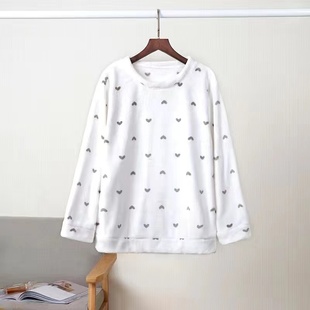 秋冬季 妈妈加厚保暖上衣服中老年珊瑚绒居家睡衣女婆婆法兰绒长袖