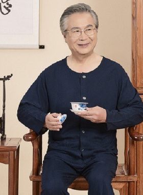 爷爷睡衣套装绵绸透气老年人夏季薄款男装纯棉绸爸爸时尚长袖长裤