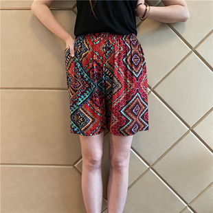 外穿百搭婆婆舒适阔腿裤 夏季 短裤 女纯棉绸中老年薄款 妈妈空调睡裤