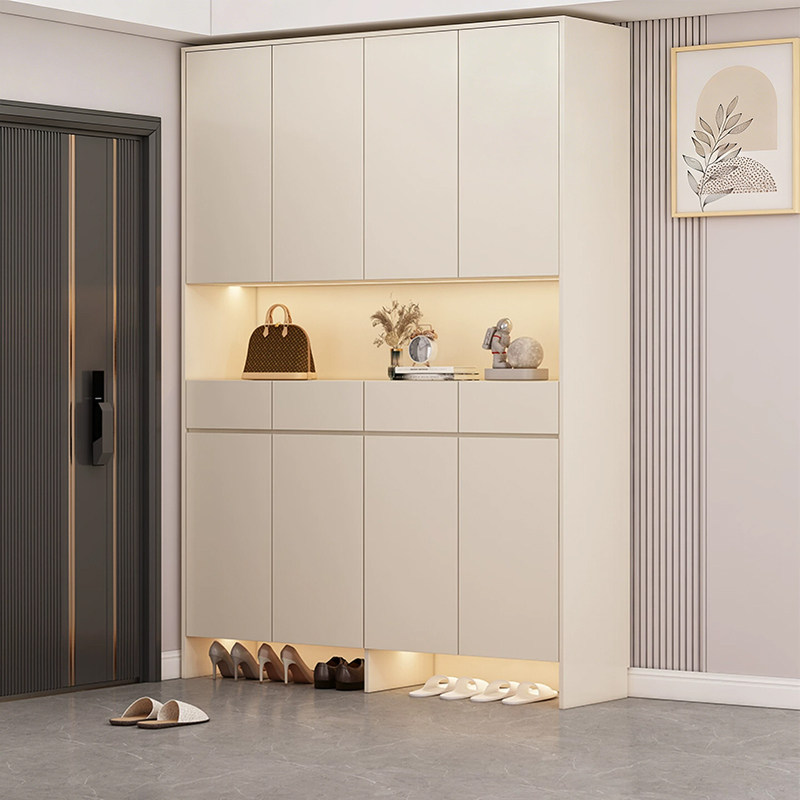 实木生态板鞋柜玄关柜一体家用门口室内大容量多层客厅隔断柜定制