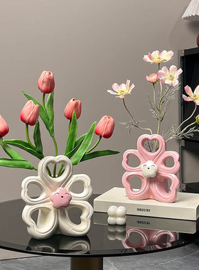 ins风陶瓷花瓶北欧小众家居客厅玄关电视柜桌面装饰品摆件价