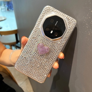 镶钻保时捷水钻紫爱心 轻奢风适用华为mate60pro mate70pro 手机壳非凡大师满钻奢华新款 40RS高级感50透明女款
