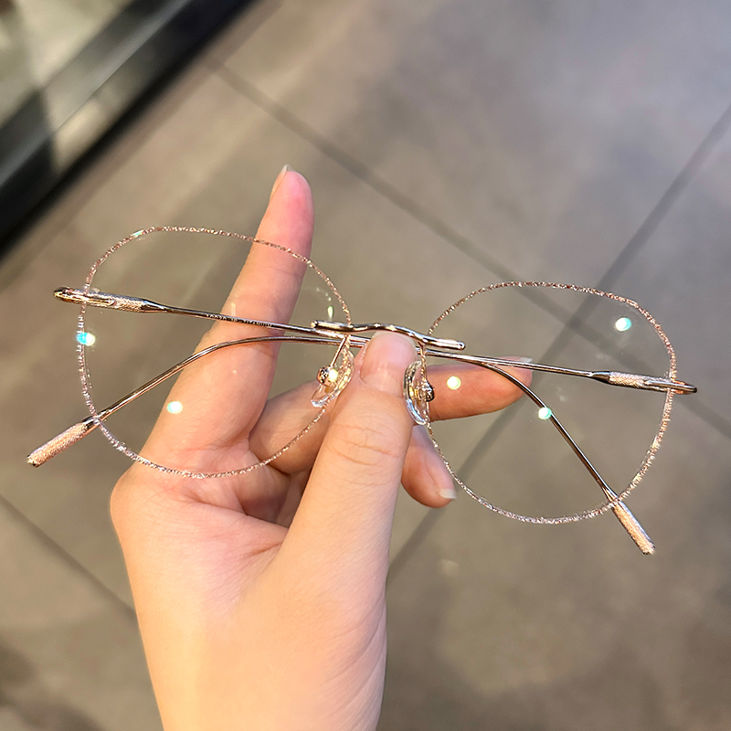 超轻纯钛无框近视眼镜女款