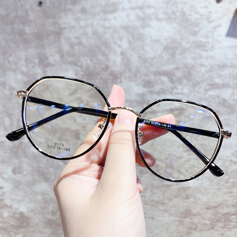 多边复古近视眼镜女防辐射抗蓝光疲劳平光镜男电脑护眼显脸小素颜