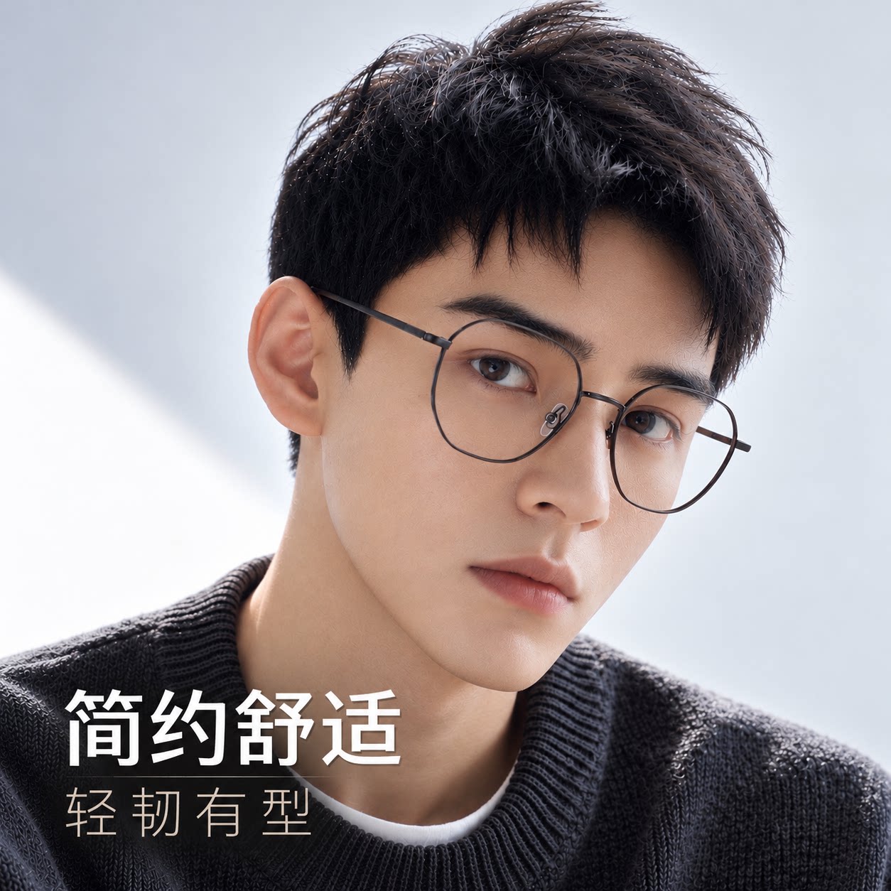 纯钛超轻黑框近视眼镜男大脸专业网上可配度数散光防蓝光眼睛架女