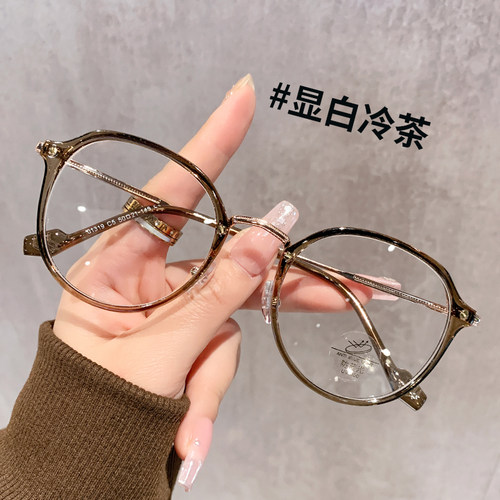 茶色近视眼镜女防蓝光