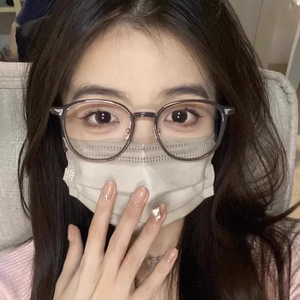 专业网上配镜片纯钛茶色近视眼镜女可配度数防蓝光超轻大框眼睛架