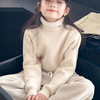 女童纯色打底衫毛衣中大