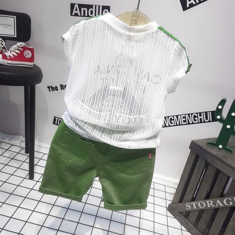 童装男夏装儿童冰丝短袖男童短袖t恤中小童韩版网眼半袖镂空T恤衫