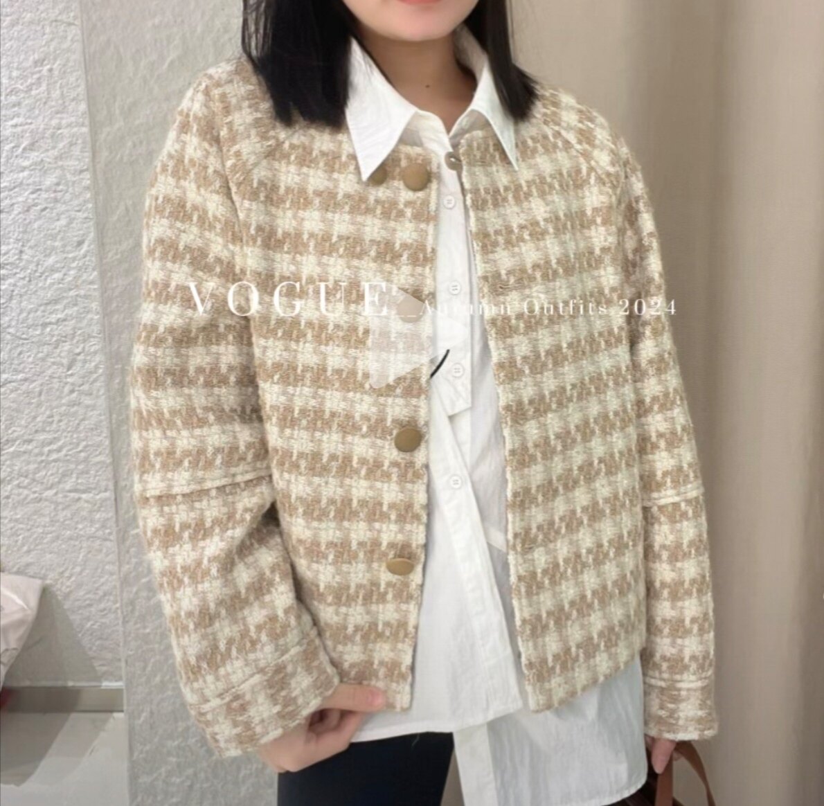 阿依莲冬款F126-599专柜正品千鸟格外套