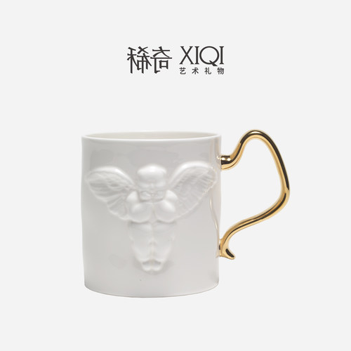 稀奇艺术天使浮雕骨瓷杯