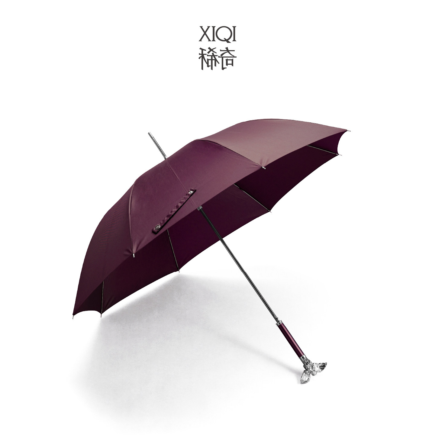 稀奇艺术《直柄伞-勃艮第红》天使伞头商务双人家用礼品晴雨伞