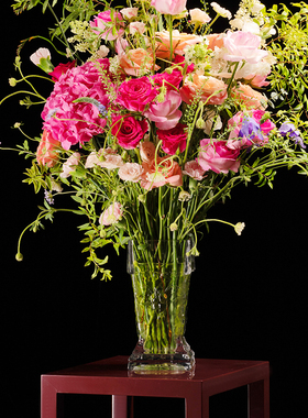 稀奇艺术罗马之心古典复古方形水晶玻璃花瓶几何大号花瓶现代风